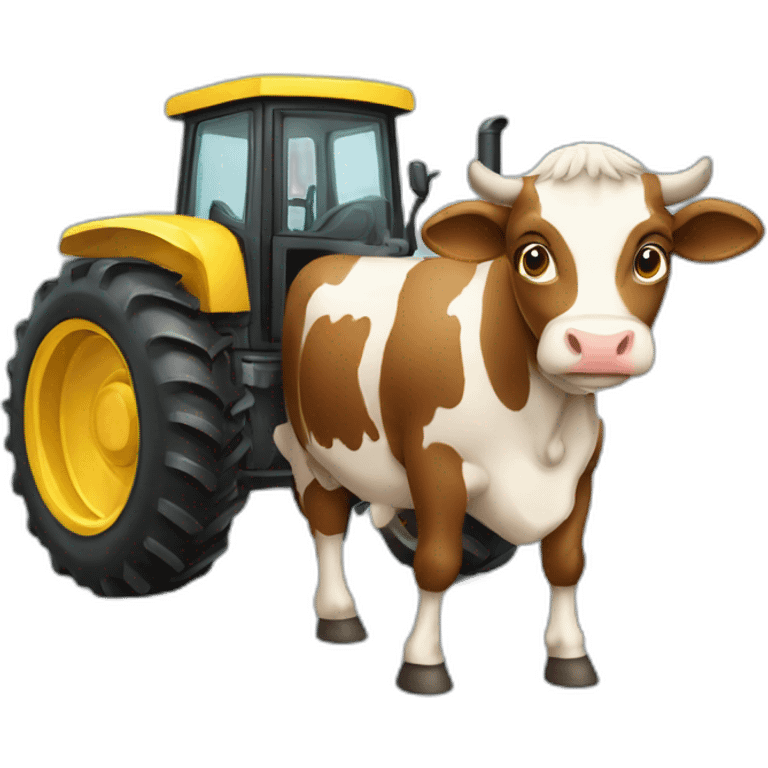 Tracteur sur vache emoji