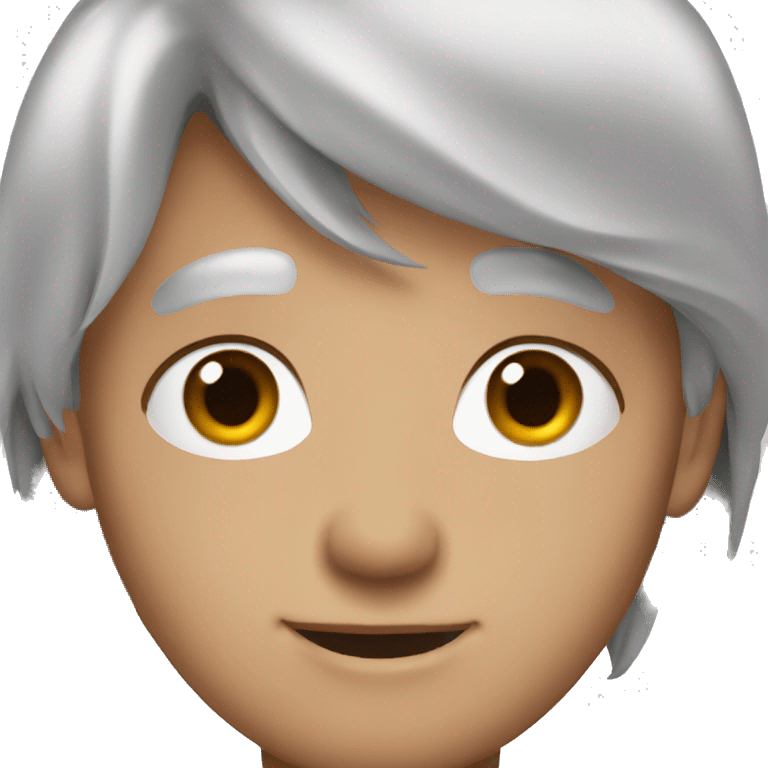 a silver haired emoji with brown eyes emoji