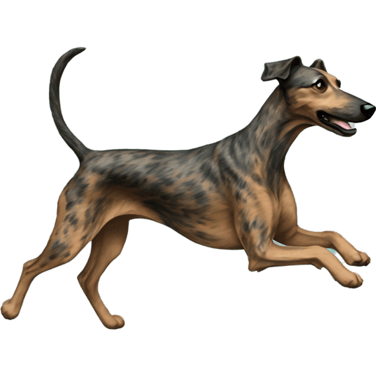 Brindle dog black face lurcher running cyan lighting emoji