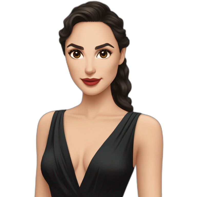 Gal Gadot cabelo liso e vestido preto emoji