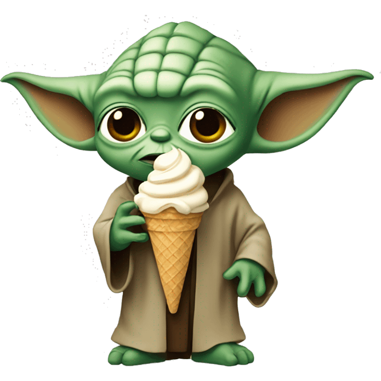 Yoda eating ice cream emoji