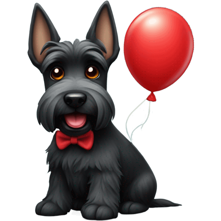 Scottish terrier with red balloon  emoji