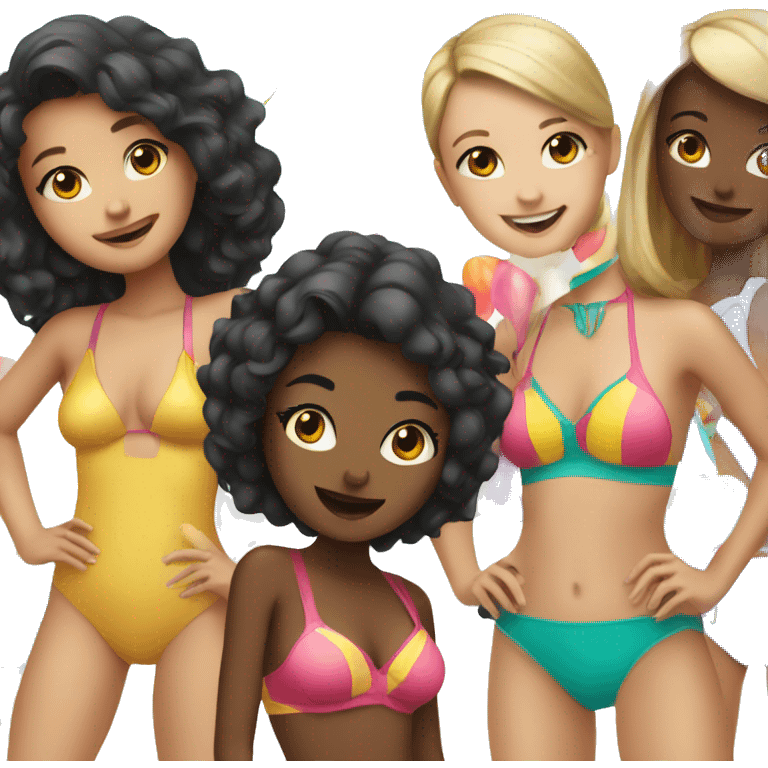 Girls having a party in swimsuits emoji