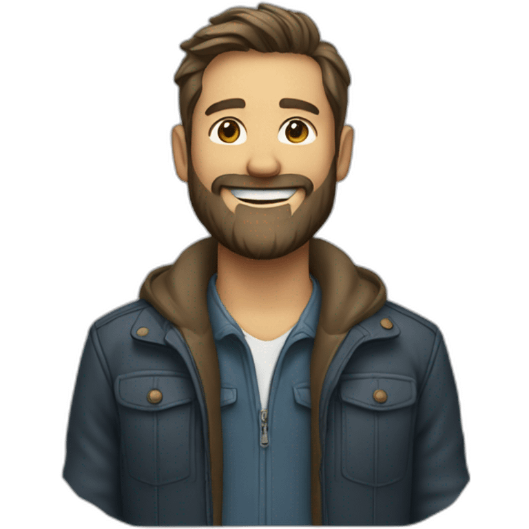 smiling bearded man in jacket emoji