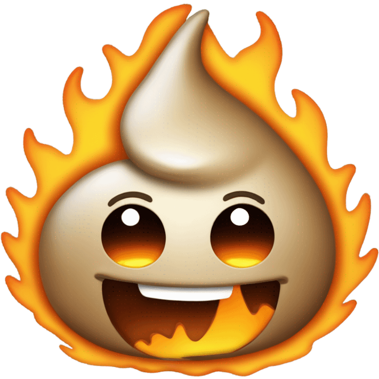 Poop emoji on fire emoji