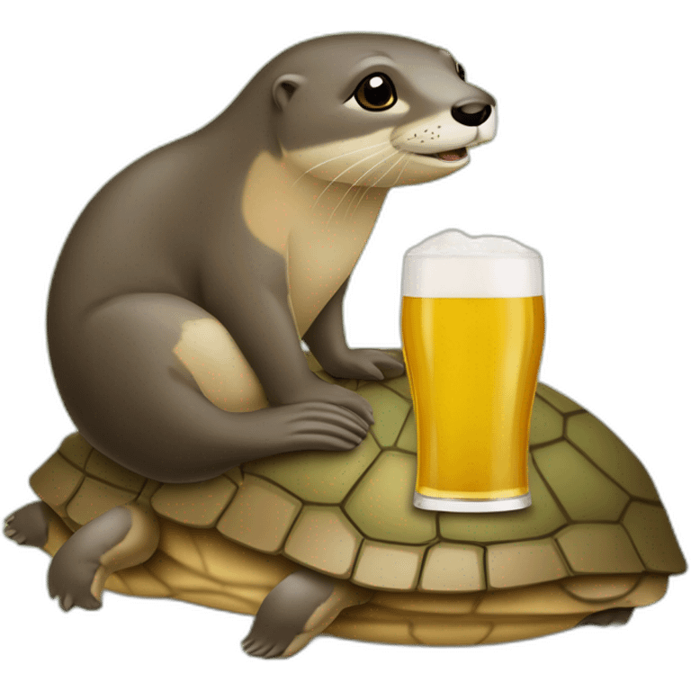 Loutre sur une tortue qui boit un bière emoji