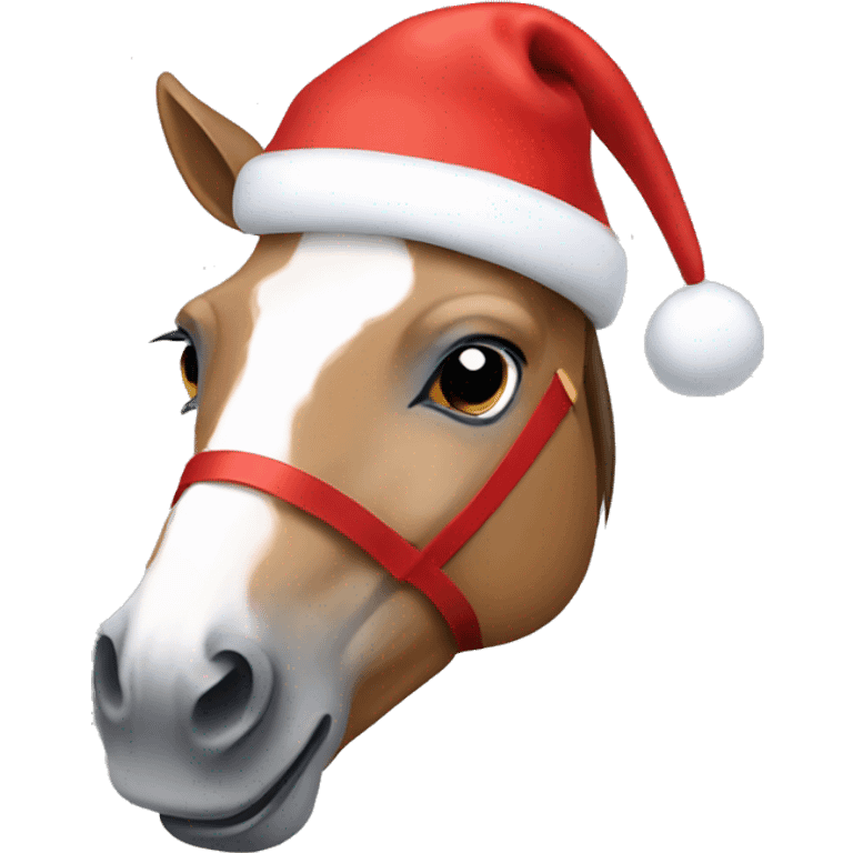 Horse wearing a Christmas hat emoji