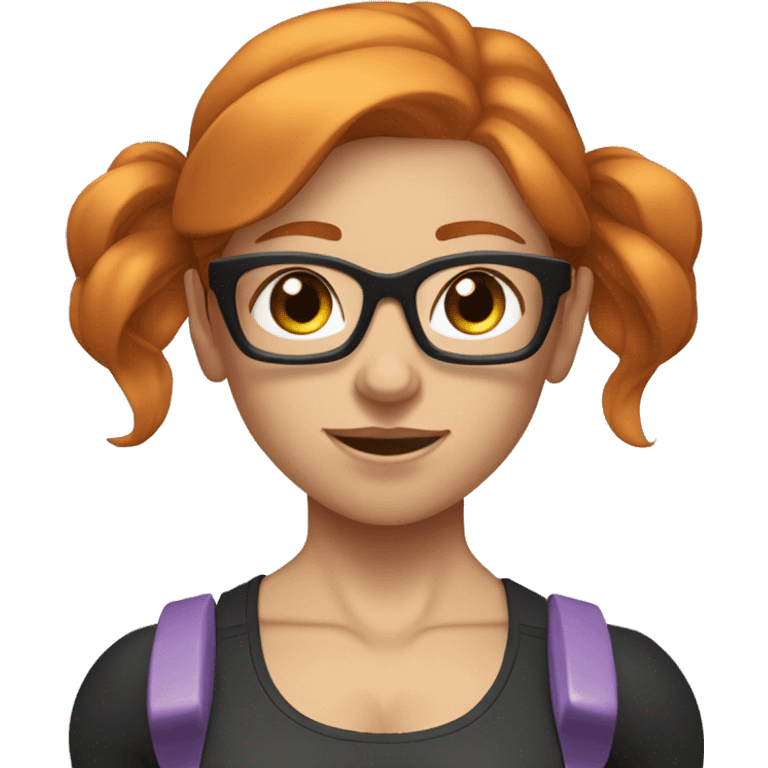 Ginger hair girl with eyeglasses and aesthetic gym outfit lifting weights  emoji