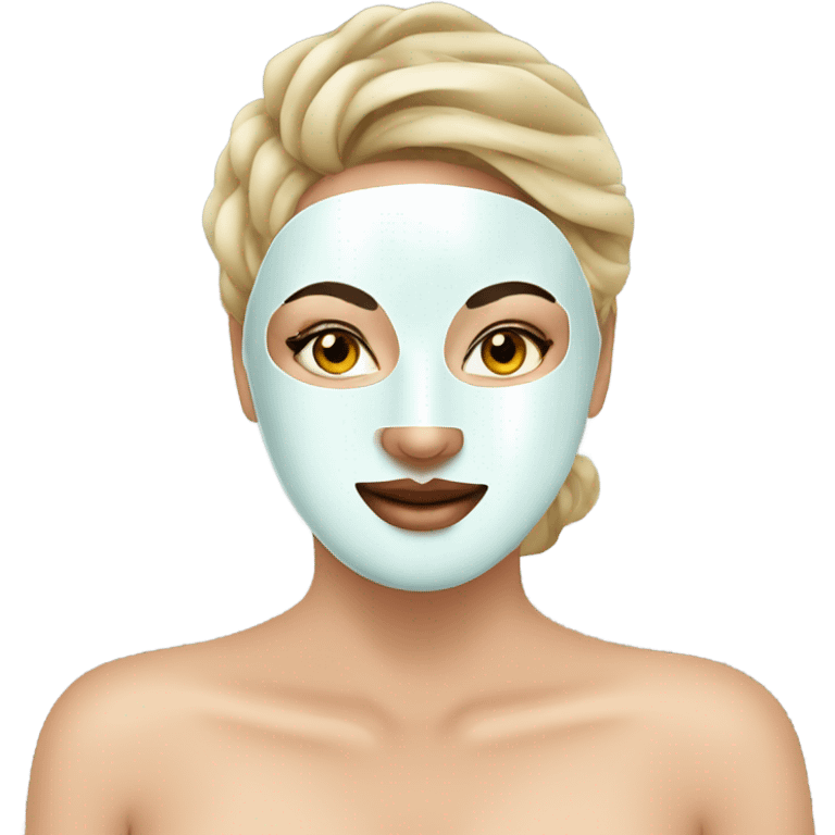 Lady with face mask spa beauty full face relaxing emoji