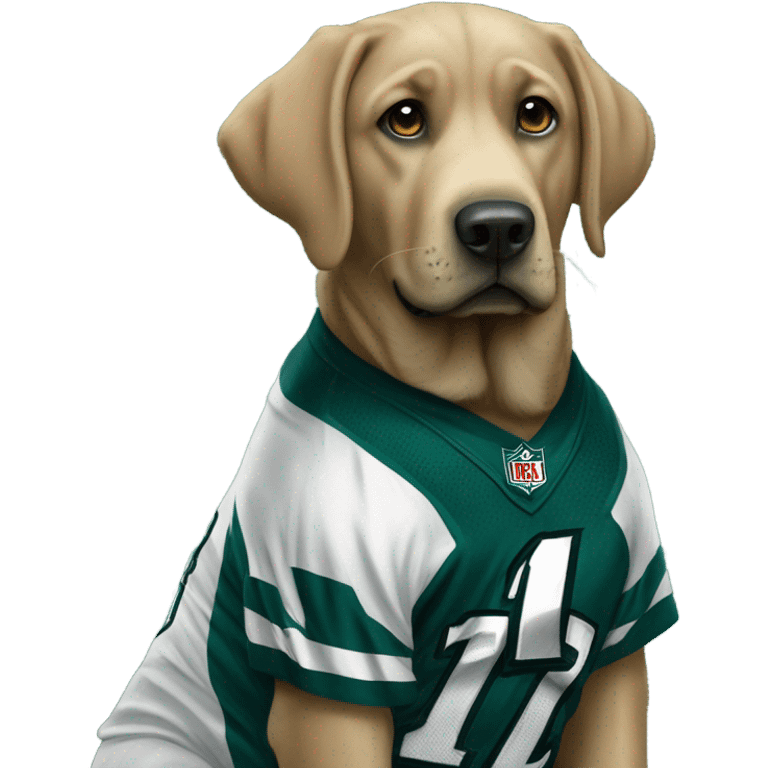 Labrador wearing a Philadelphia Eagles jersey emoji