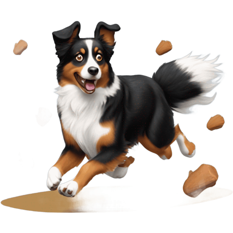 Australian Shepard chasing squirrel emoji