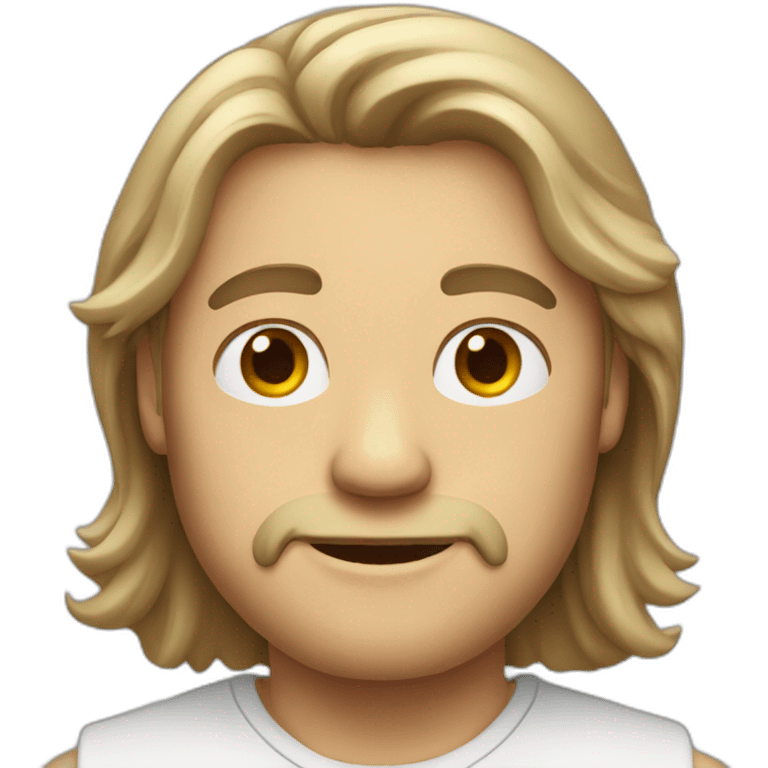 man with white-brown long hairs demonstrate like emoji