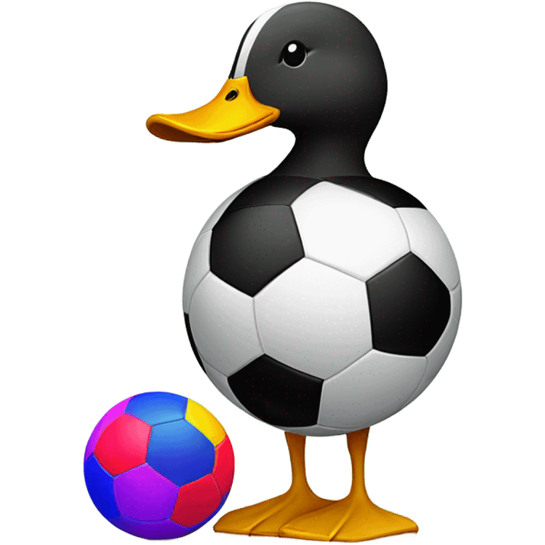 Duck with soccer bal emoji