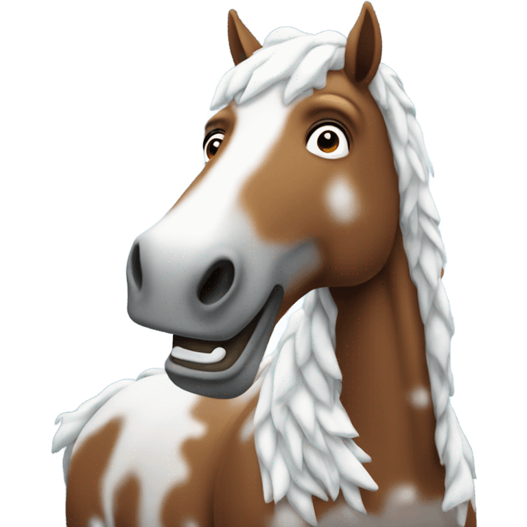 Partying Horse with snow  emoji