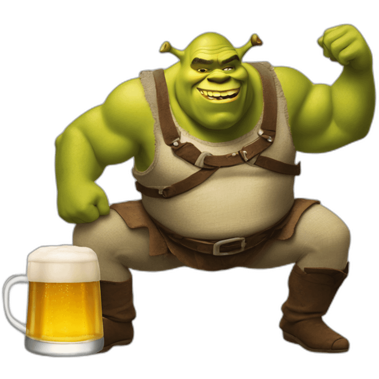 Shrek qui rigole en buvant une bière emoji