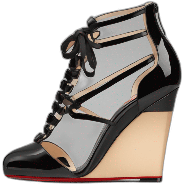 WEDGE LOUBOUTIN black PATENT emoji