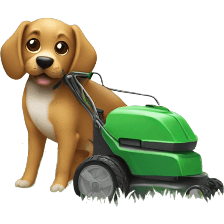 Dog mowing grass emoji