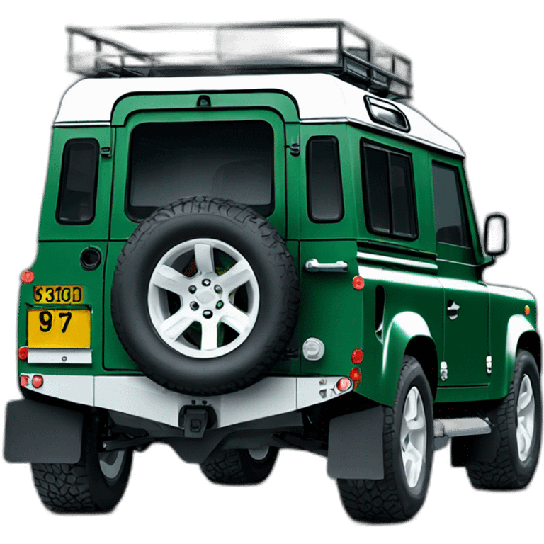 green land rover defender 110 with white roof and white wheels emoji