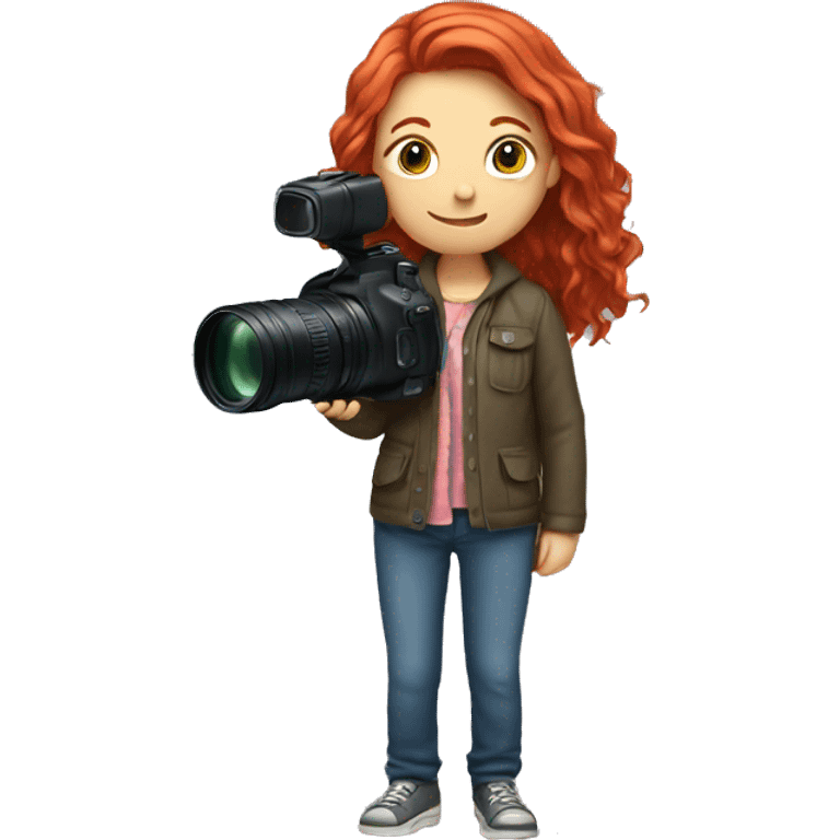 Red-haired girl with a camera emoji