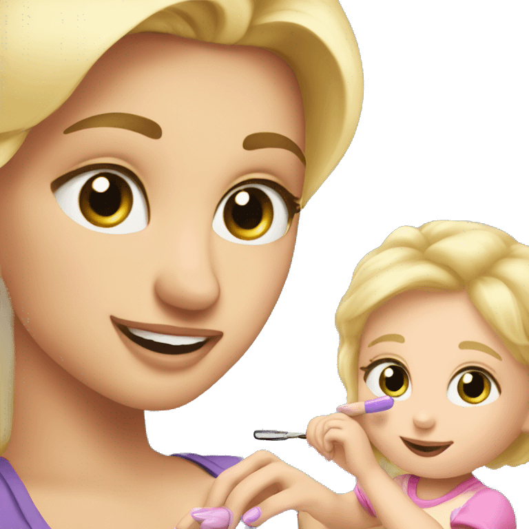 blonde babydaughter gives blonde dad a manicure emoji