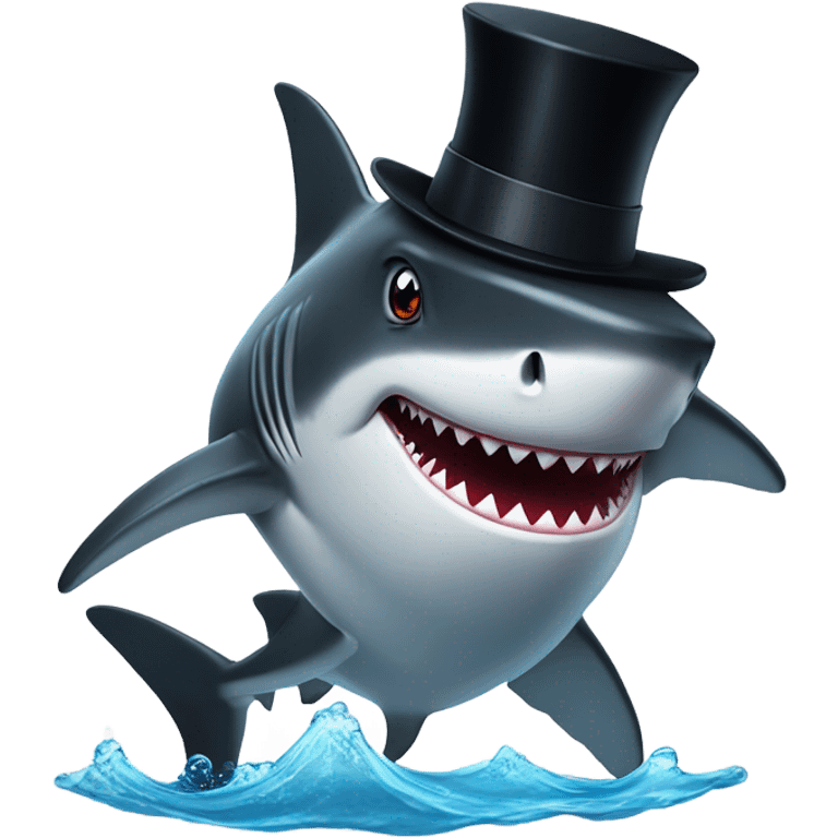 Shark with a top hat emoji