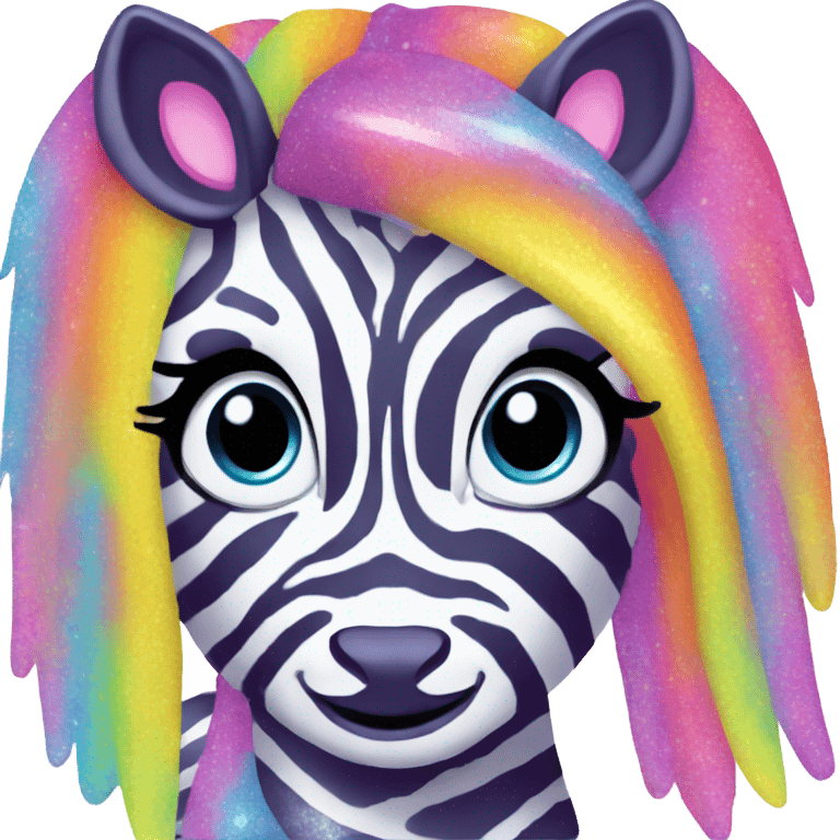 Lisa frank glitter zebra with Long hair emoji