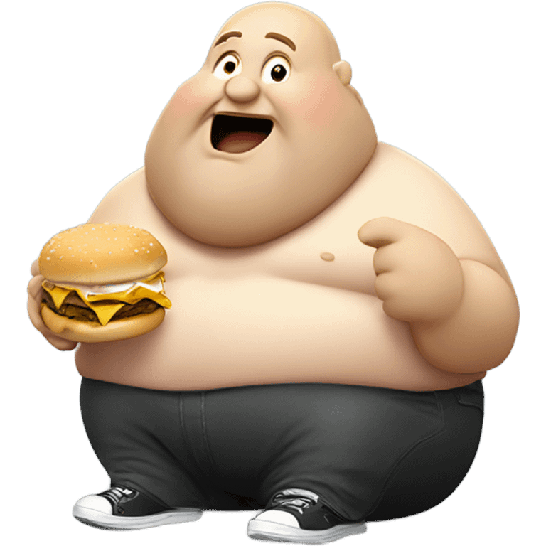 a very fat man eating mcdonald’s emoji