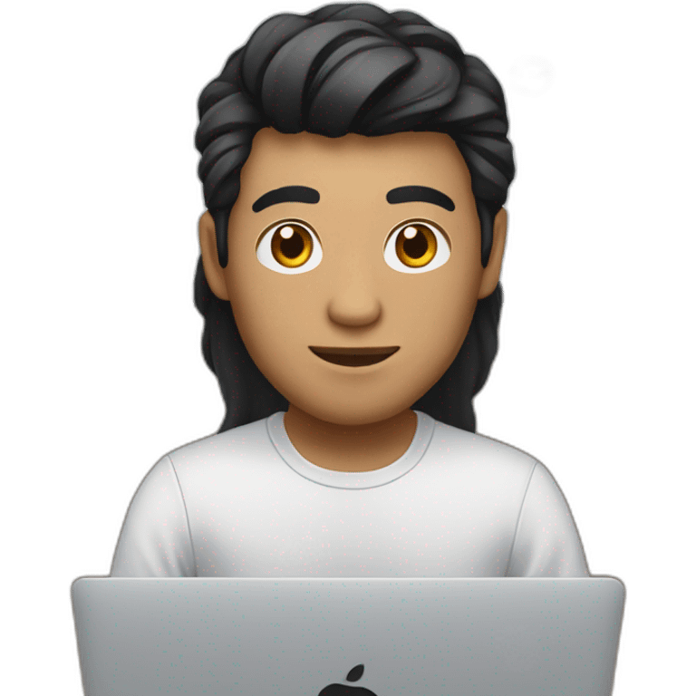 developer with macbook in front, light skin tone and black hair styled emoji