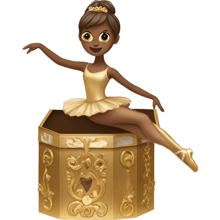  brown ballerina in a gold music box emoji