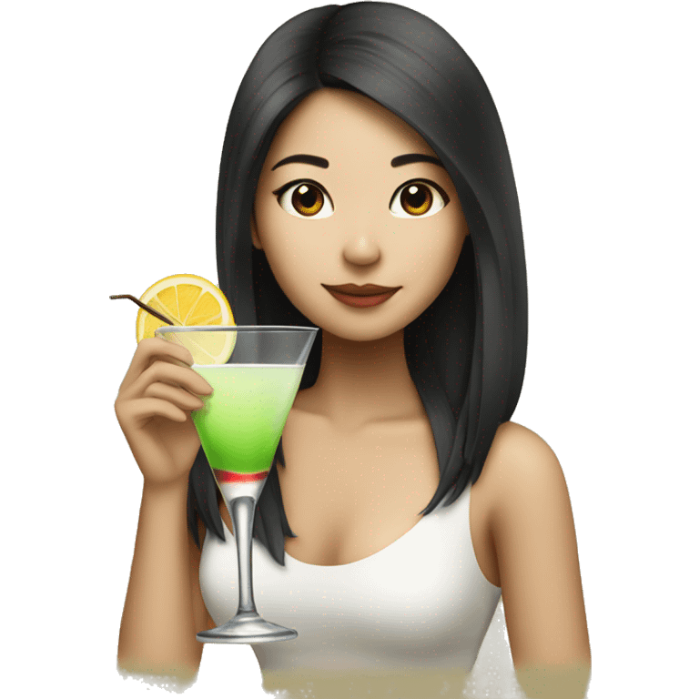 Pretty Asian girl drinking martini emoji