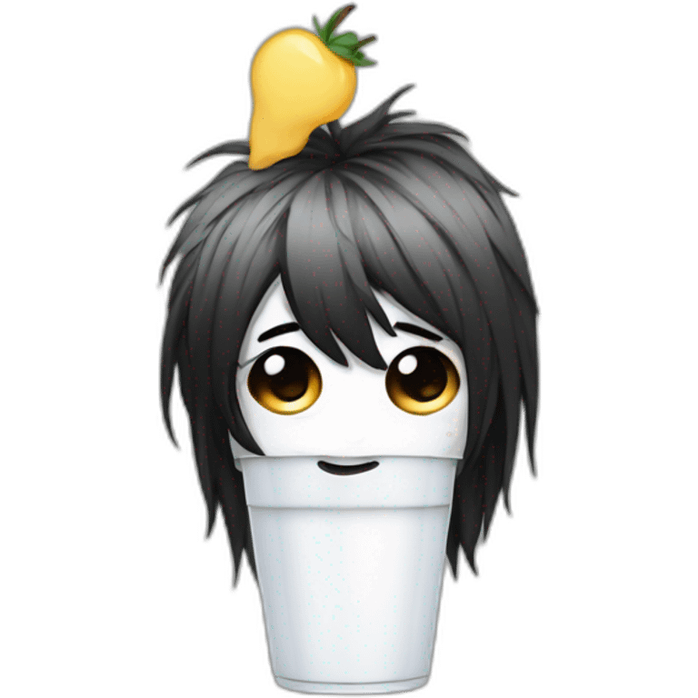 Sad emo Yogurt with black emo hair emoji