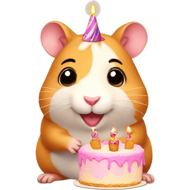 Birthday Hamster with a birthday cake  emoji