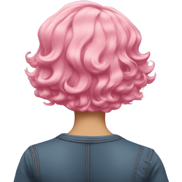 cyberpunk Pink wavy short hair rear view emoji