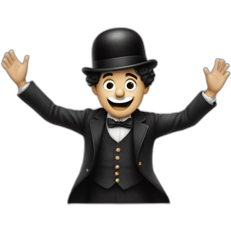 Charlie Chaplin with hands up emoji