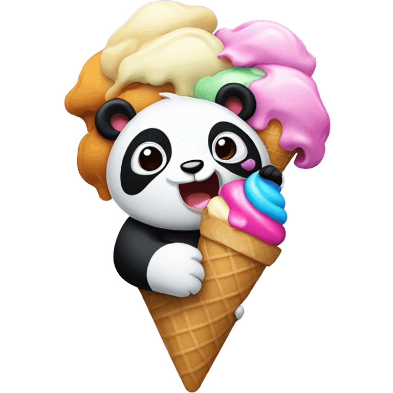 Panda eating ice cream emoji