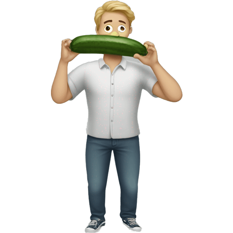 A man eating cucumber  emoji