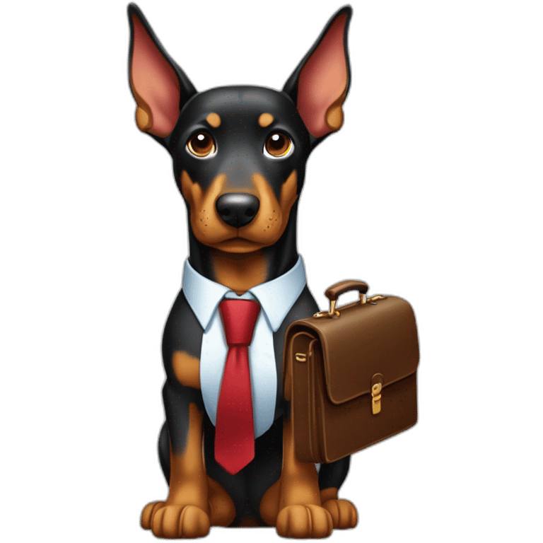 Doberdore dog in tie and with briefcase emoji