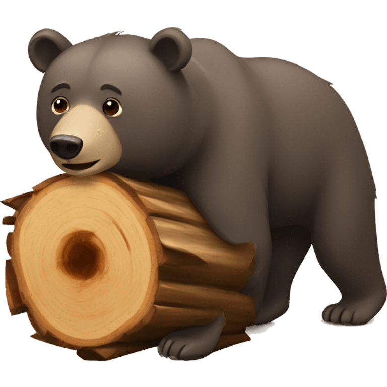 bear (animal) carrying log emoji