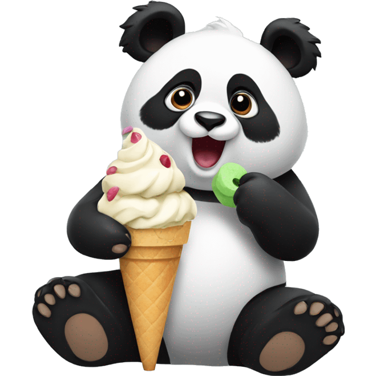 Panda eating ice cream emoji