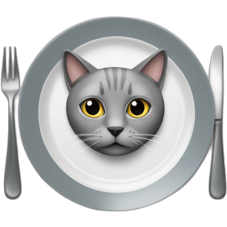 hungry-grey-cat-near-empty-plate emoji