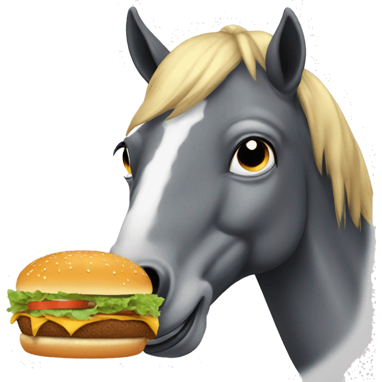 horse eating burger emoji