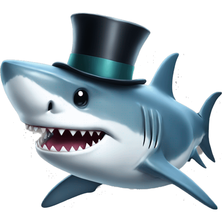 Shark with a top hat emoji