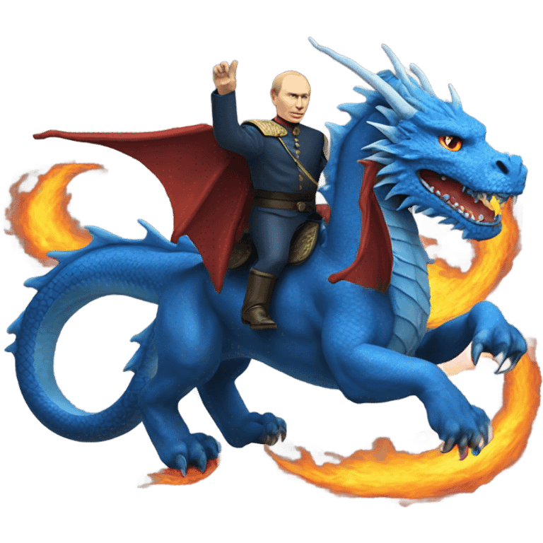 putin on blue dragon that throws flames emoji