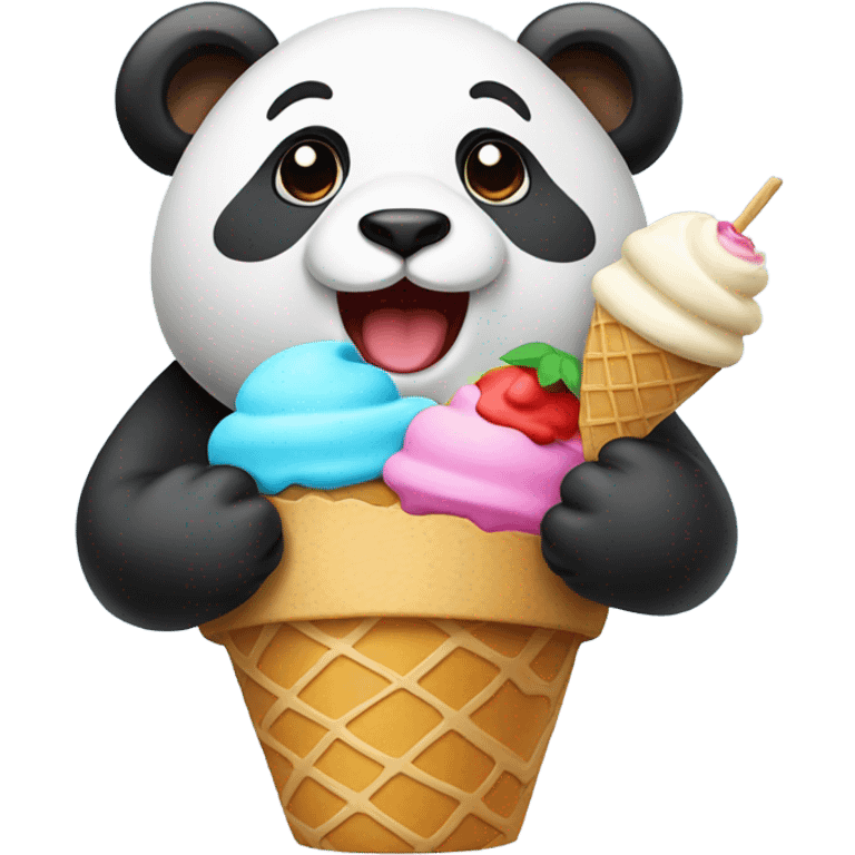 Panda eating ice cream emoji