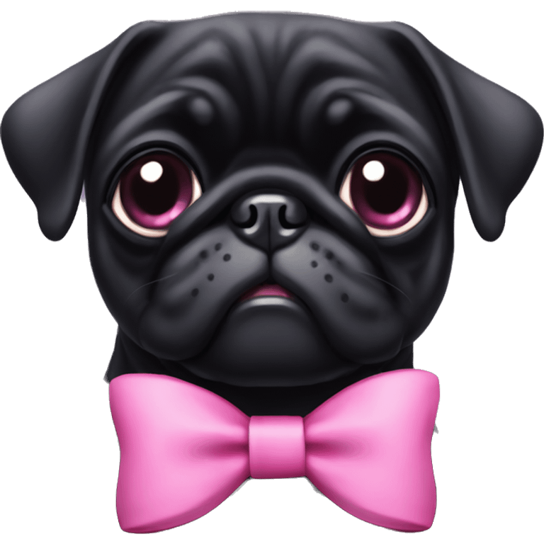 black pug with a pink bow emoji