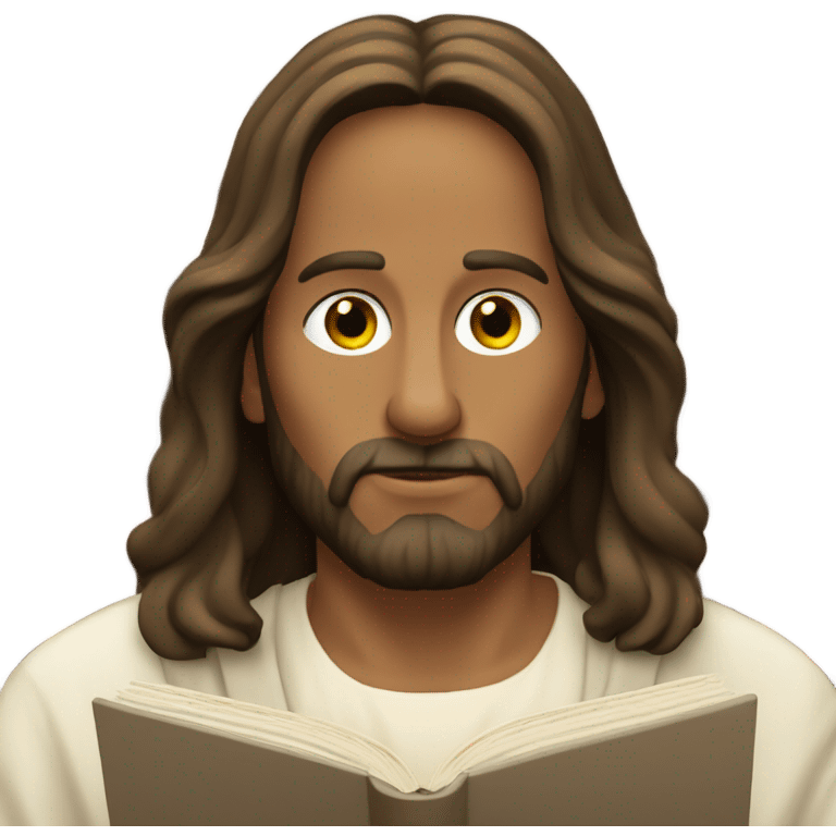 Jesus at the library reading emoji