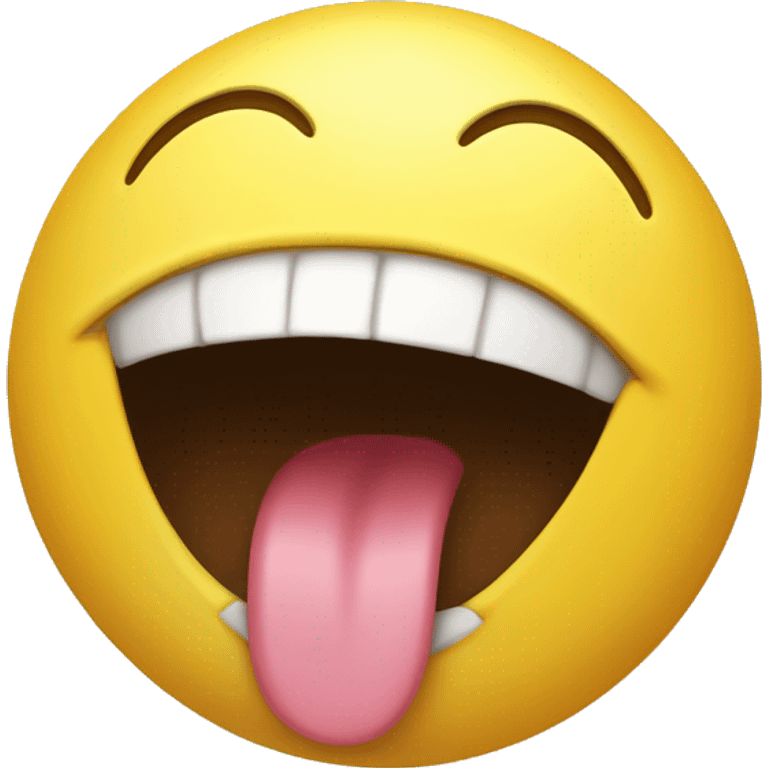 1 yellow smiley with a big closed mouth smile and tongue out the side of the mouth. yummy concept emoji