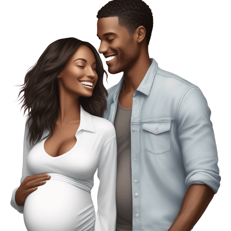 Realistic Photo of a Victoria secret model pregnant posing with a male model at her baby shower  emoji