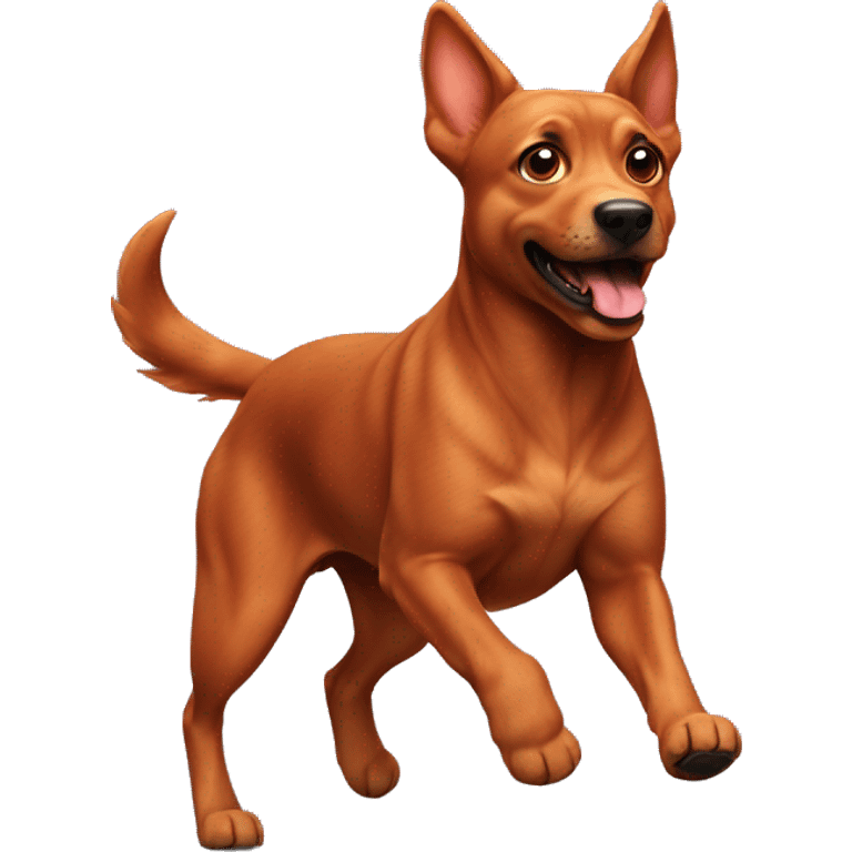 realistic solid red dog with pointed ears running emoji