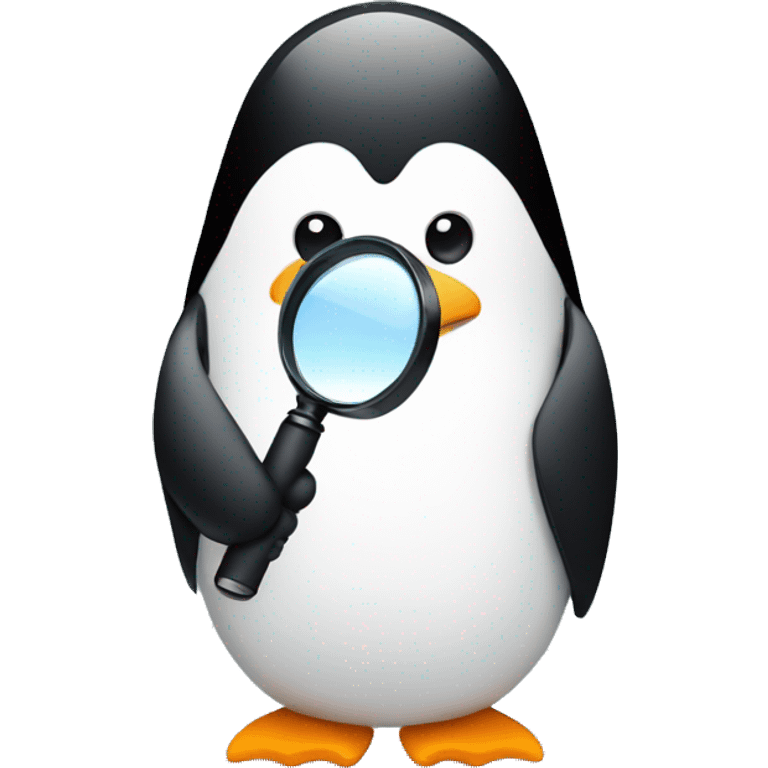 penguin holding a magnifying glass emoji